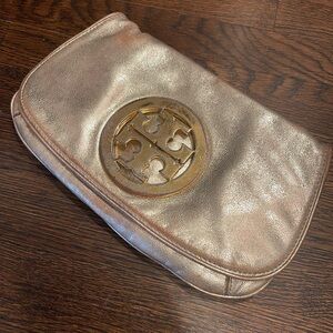 *SOLD* Tory Burch Gold Metallic Reva Clutch